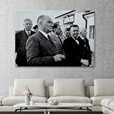Kemal Atatürk'e Bakan Şükrü Kaya Dekoratif Kanvas Tablo, Duvar Dekoru 6637