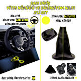 Mazda 6 (2002-2007)  Uyumlu Dikişli Vites Körüğü ve Direksiyon Kılıfı 2'li Set