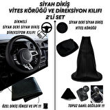 Skoda Octavia Uyumlu Dikişli Vites Körüğü ve Direksiyon Kılıfı 2'li Set