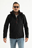 Souris Erkek Siyah Dar Kesim Içi Polar Su Itici Rüzgar Geçirmez Outdoor Softshell Mont