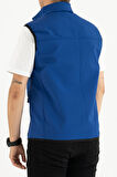 Erkek Mavi Slim Fit Dar Kesim içi Polar Outdoor Softshell Yelek