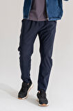 Erkek Lacivert Yandan Cepli Beli Lastikli Bağcıklı Bilek Paça Slimfit Dar Kesim Jogger Pantolon