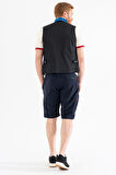 Erkek Lacivert Nefes Alan Likralı Kumaş 5 Cepli Outdoor Kargo Kapri Şort