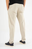 Erkek Krem Çımalı Rahat Spor Pantolon Duble Paça Jogger Eşofman Altı