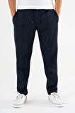 Erkek Lacivert Çımalı Rahat Spor Pantolon Duble Paça Jogger Eşofman Altı