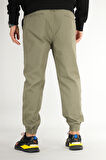 Erkek Açık Haki Jogger Pantolon Rahat Kesim Pamuklu Lastikli Paça İpli