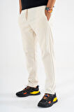 Erkek Krem Jogger Pantolon Bağcıklı Lastikli Bel Rahat Kesim Eşofman Altı