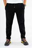 Erkek Siyah Jogger Pantolon Bağcıklı Lastikli Bel Rahat Kesim Eşofman Altı