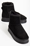 Suins Soule Model İçi Komple Kürklü Cırtlı Siyah Taba Ten Kadın Bot