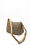 Silver  Polo L.haki - Camel NV818 Kadın Çapraz Çanta