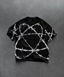 SUPPLİERBY Unisex Bisiklet Yaka Baskılı Oversize T-Shirt - Siyah