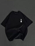 SUPPLİERBY Unisex Bisiklet Yaka Baskılı Oversize T-Shirt - Siyah