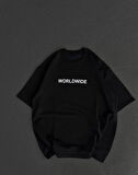 SUPPLİERBY Unisex Bisiklet Yaka Baskılı Oversize T-Shirt - Siyah