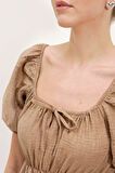 SUPPLİERBY 2351 Kloş Poplin Elbise - Camel
