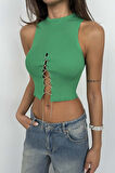 SUPPLİERBY Taş Detay Dekolteli Crop Bluz