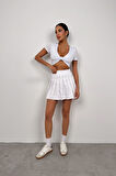 SUPPLİERBY Büzgü Detay Crop Bluz