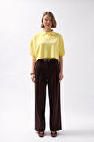 SUPPLİERBY Polo Yaka Crop Dokulu Bluz
