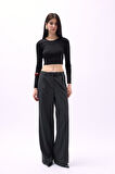 SUPPLİERBY Bisiklet Yaka Dokulu Crop