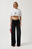 SUPPLİERBY Baskılı Crop T-Shirt