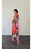 SUPPLİERBY Bej Batik Desenli Elbise