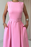 SUPPLİERBY Pembe Halter Yaka Kloş Elbise