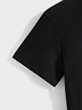 SUPPLİERBY Baskılı Oversize Bisiklet Yaka T-shirt - Siyah