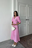 SUPPLİERBY Pembe Arka Ve Bel Ucu Gipeli Elbise