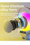 Astronot RGB Bluetooth Hoparlör Kablosuz Karaoke Taşınabilir Led Parti Işıklı Mikrofon Seti PEMBE