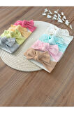 KIZ BEBEK ÇOCUK BANDANA KAŞKORSE 8'Lİ RİBANA SAÇ BANDANASI FİYONK BAĞLAMALI %100 PAMUKLU HEDİYELİK