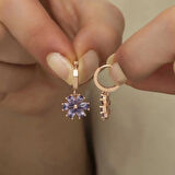 Supertrend Gümüş Mor Çiçek Kadın Küpe