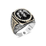 Supertrend Gümüş Çift Başlı Kartal Oval Erkek Yüzük