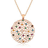 Supertrend Gümüş Rose Geometrik Desenli Madalyon Kolye