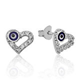 Supertrend Gümüş Kalpli Nazar Çivili Küpe