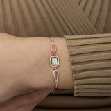 Supertrend Gümüş Rose Dikdörtgen Baget Bileklik