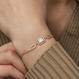 Supertrend Gümüş Rose Dikdörtgen Baget Bileklik