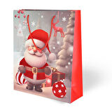 Yılbaşı Varak Baskılı Lüks Karton Çanta 26x32 - Noel