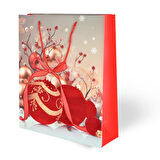 Yılbaşı Varak Baskılı Lüks Karton Çanta 26x32 - Noel