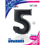 5 Rakam Supertrend Siyah Folyo Balon 40"