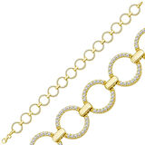 Supertrend Gümüş Gold Yuvarlak Taşlı Kadın Bileklik