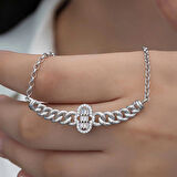 Supertrend Gümüş Gurmet Zincirli Fatma Ana Eli Baget Taşlı Kadın Kolye