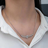 Supertrend Gümüş Gurmet Zincirli Fatma Ana Eli Baget Taşlı Kadın Kolye