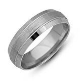 Supertrend Gümüş Bombeli Çizgi Desenli Rodyum Alyans