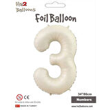 3 Rakam Krem Folyo Balon 34"