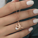 Supertrend Gümüş Rose Tek Taşlı Uçak Kadın Kolye