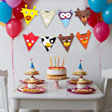 Sevimli Hayvanlar Üçgen Flama