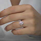 Supertrend Gümüş Pembe Oval Taşlı Kadın Yüzük