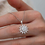 Supertrend Gümüş Beyaz Manolya Çiçeği Kadın Kolye