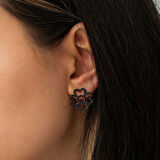 Supertrend ​gümüş Kalp Yapraklı Çiçek Küpe