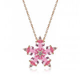 Supertrend Gümüş Rose Pembe Kamelya Çiçeği Kolye