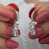 Supertrend Gümüş Sallantılı Kedi Kadın Küpe